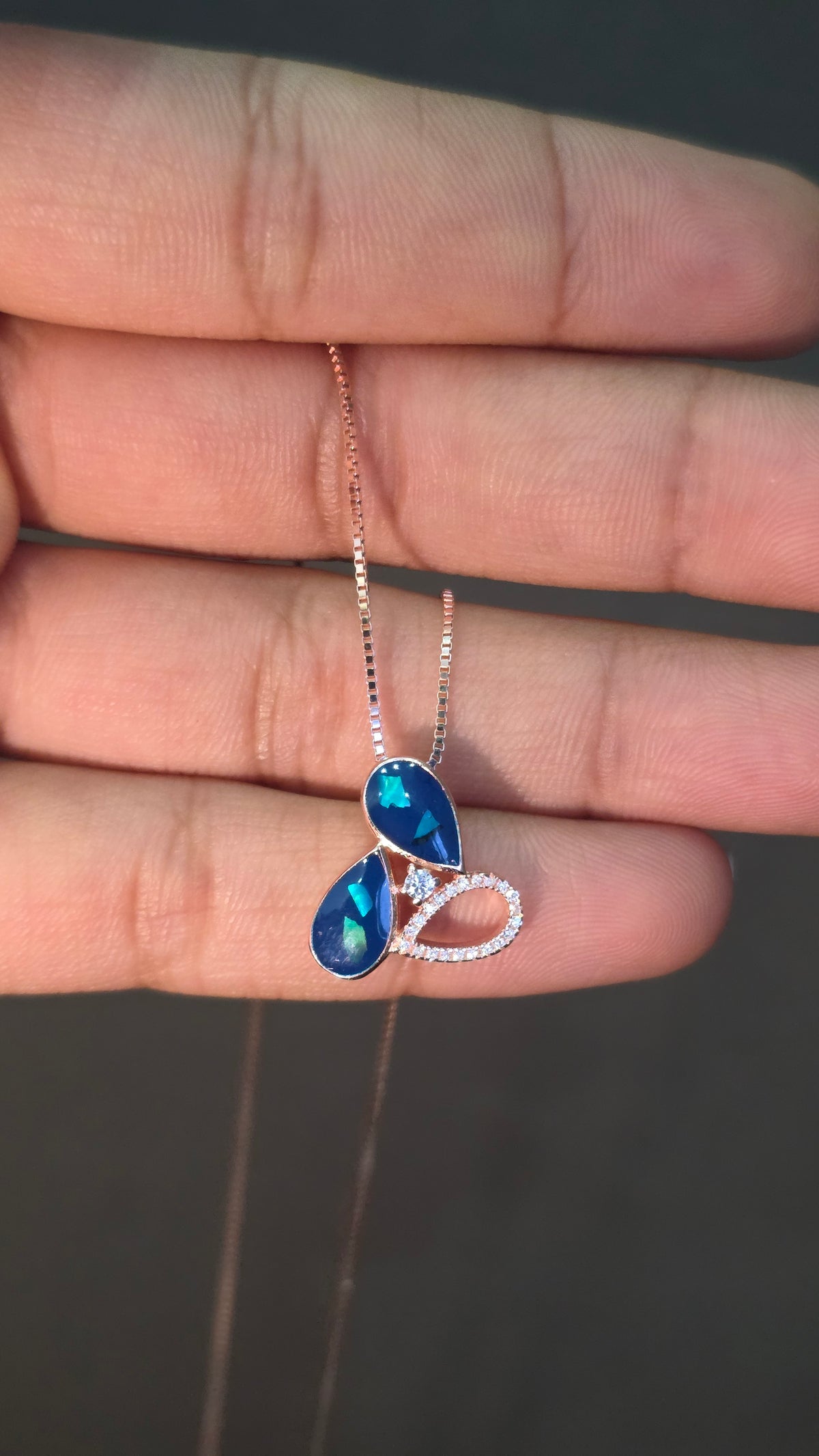 Abstract Blue Gem pendat set