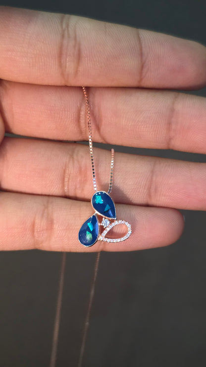 Abstract Blue Gem pendat set