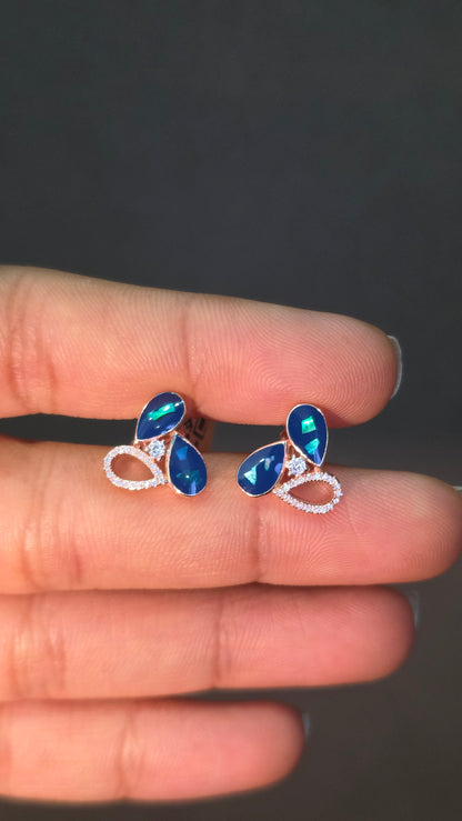 Abstract Blue Gem pendat set