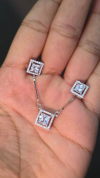Floating Square Pave Pendat set