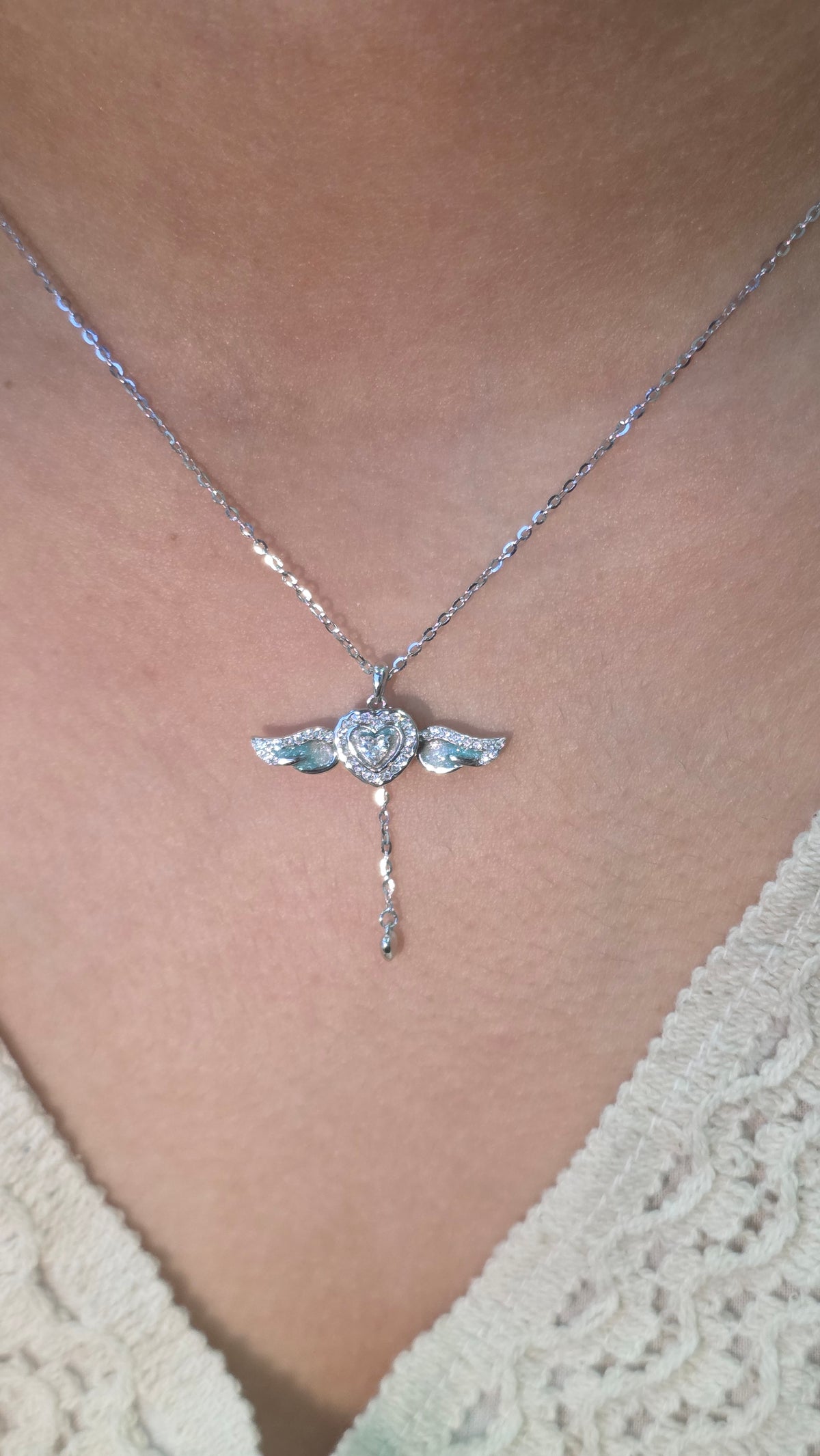 Angel Wing Heart Pendant Chain