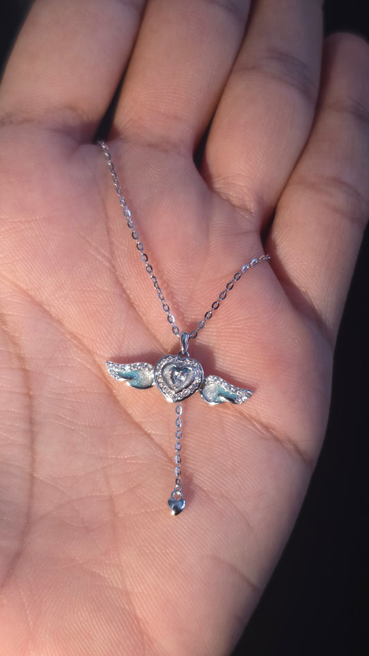 Angel Wing Heart Pendant Chain