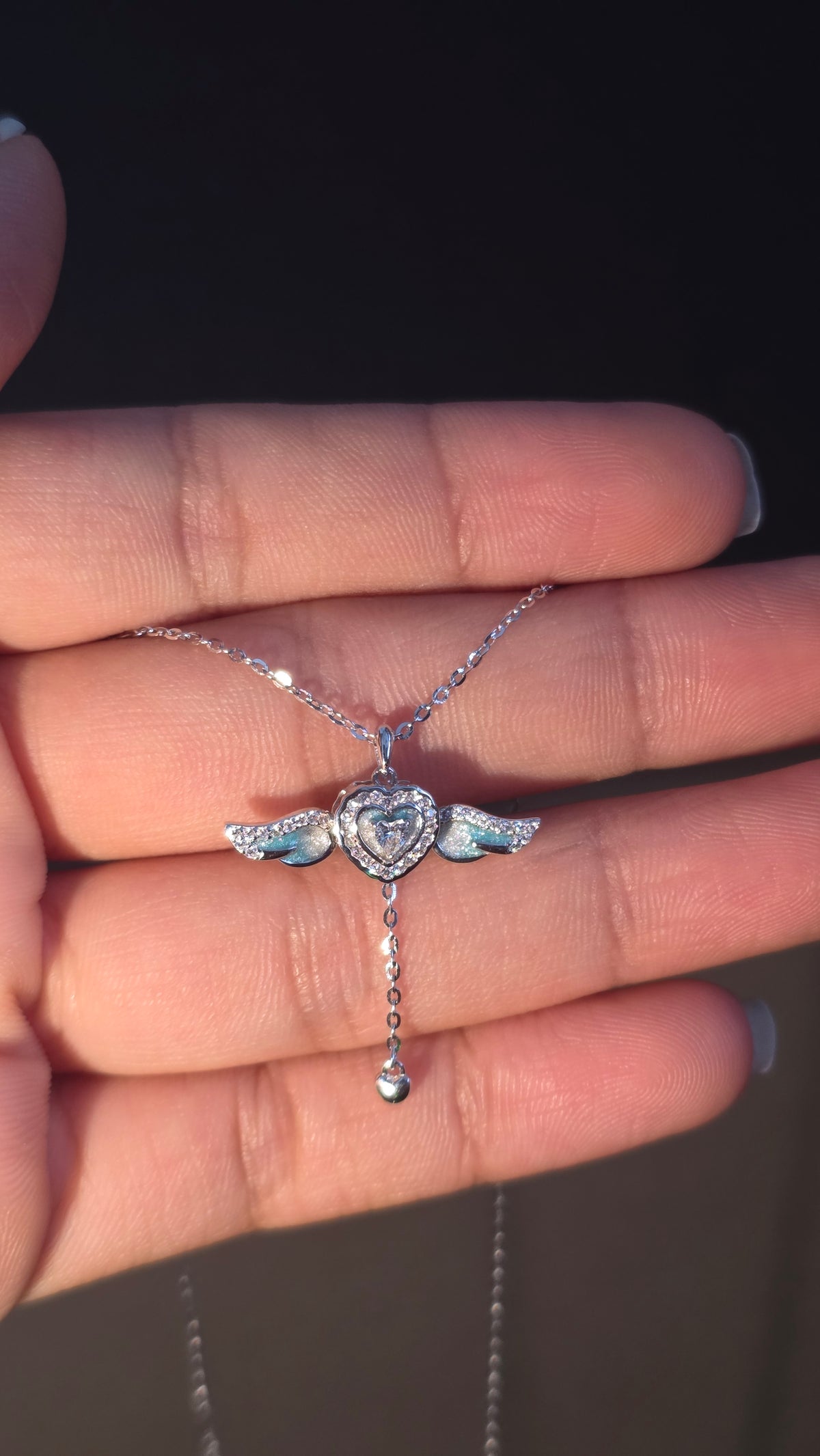 Angel Wing Heart Pendant Chain