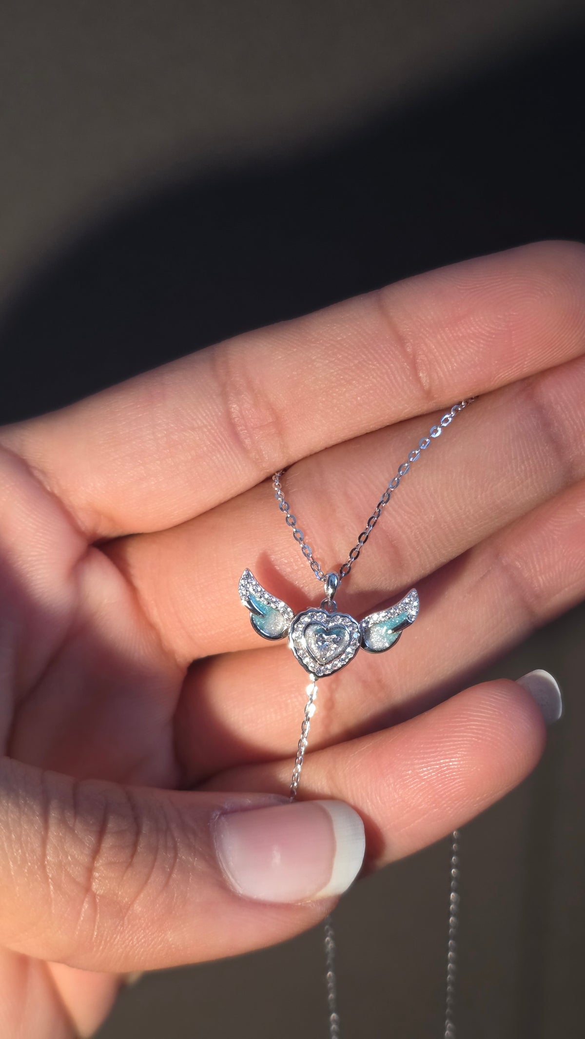 Angel Wing Heart Pendant Chain