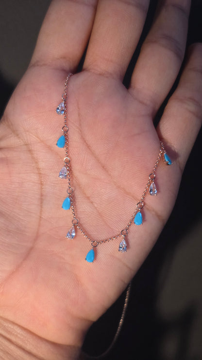 Turquoise Drop Fringe Necklace