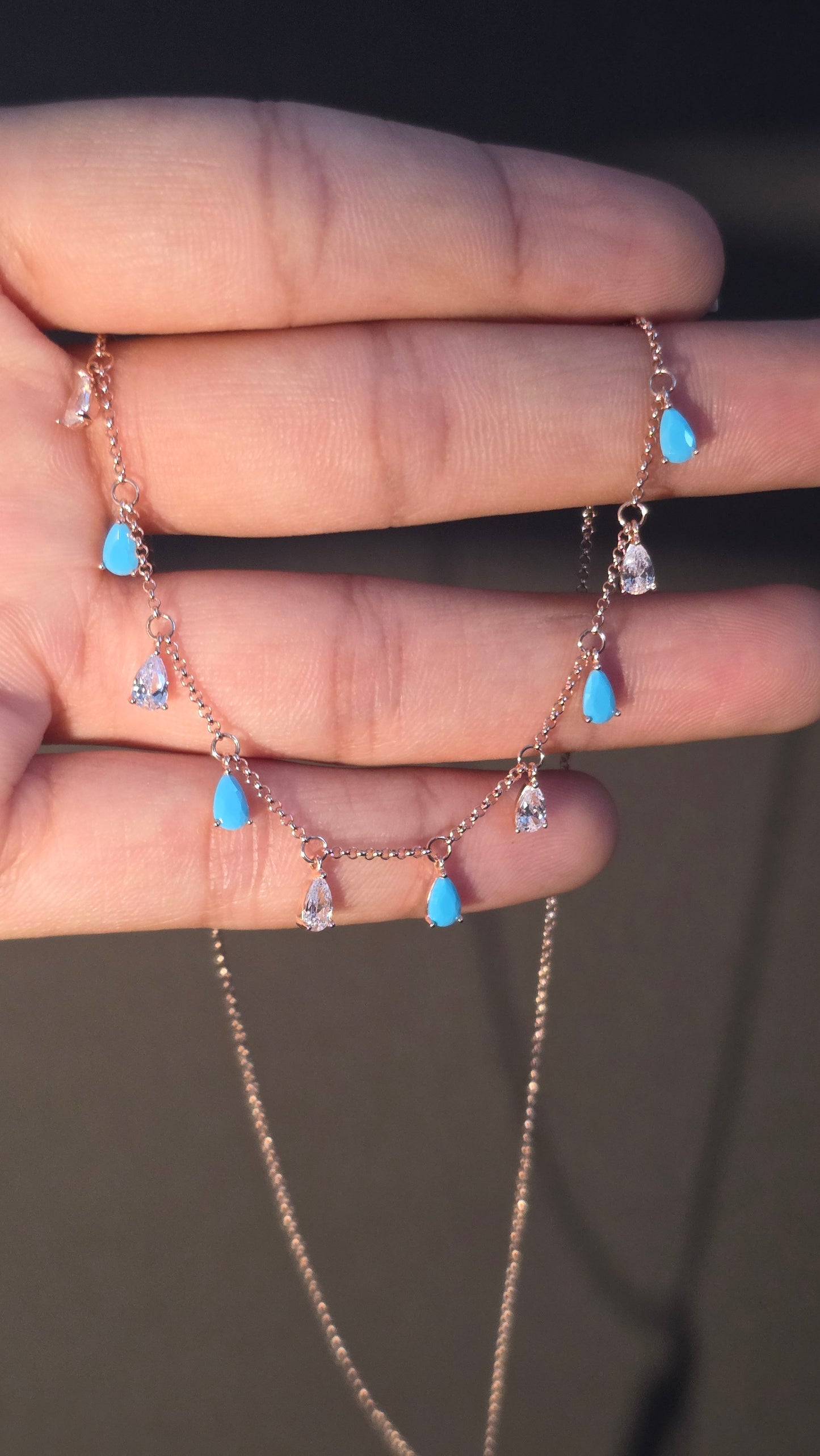 Turquoise Drop Fringe Necklace