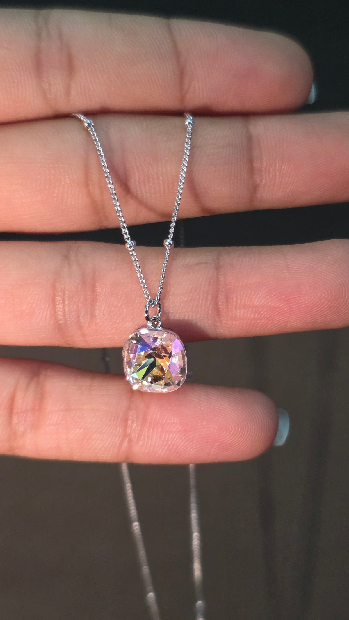 Aurora Cushion Pendant Chain
