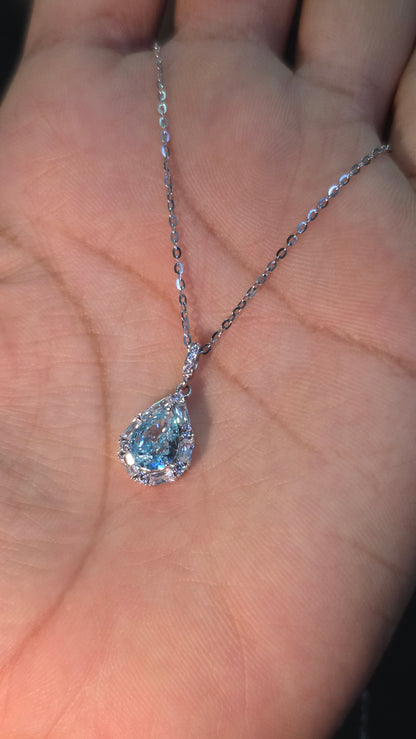 Aqua Teardrop Pendant Chain