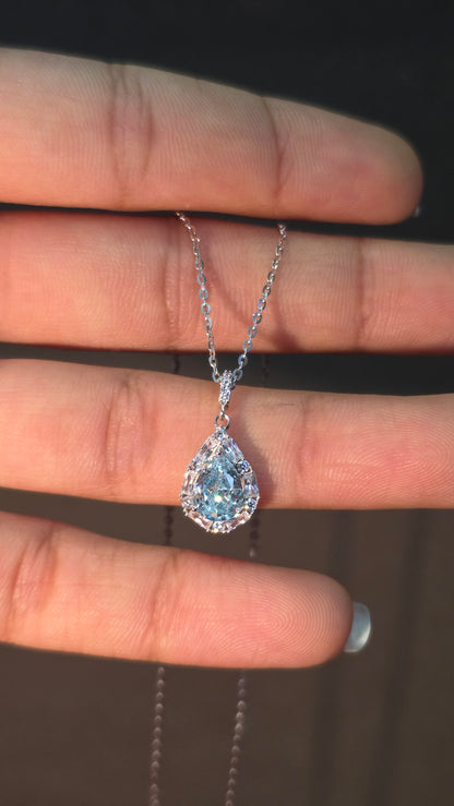 Aqua Teardrop Pendant Chain