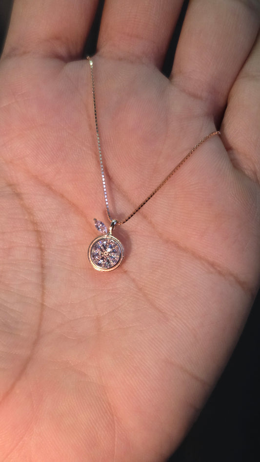Milgrain Solitaire Pendant Chain