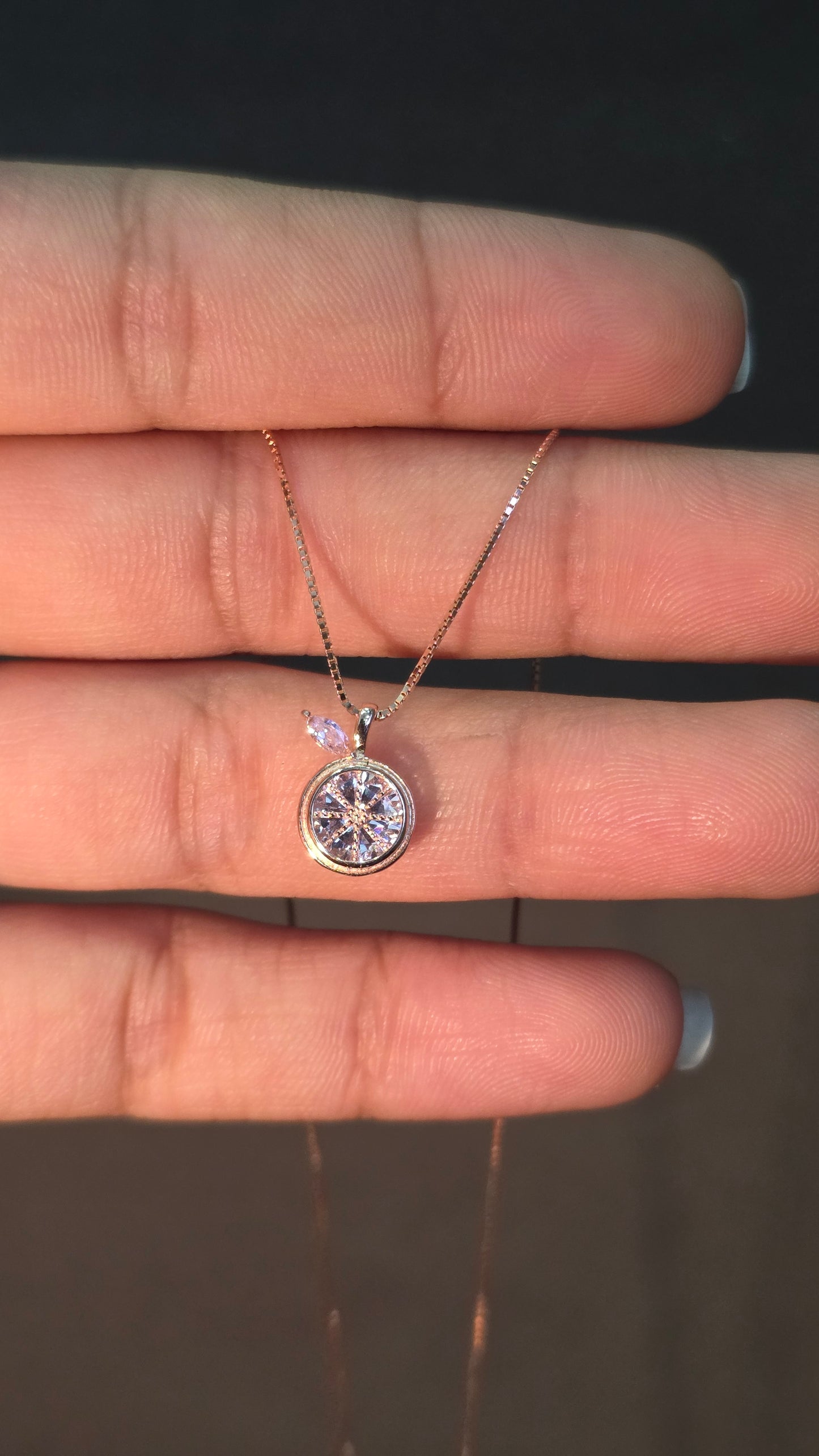 Milgrain Solitaire Pendant Chain