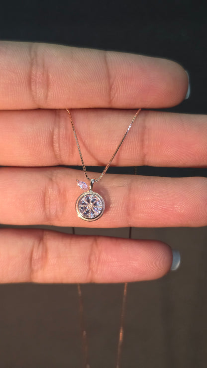 Milgrain Solitaire Pendant Chain