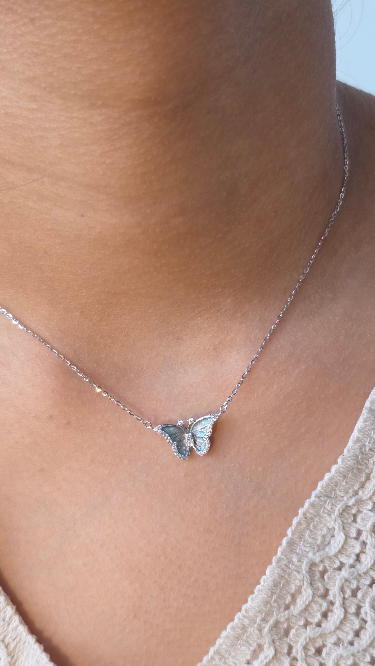 Azure Wing Butterfly Pendant Chain