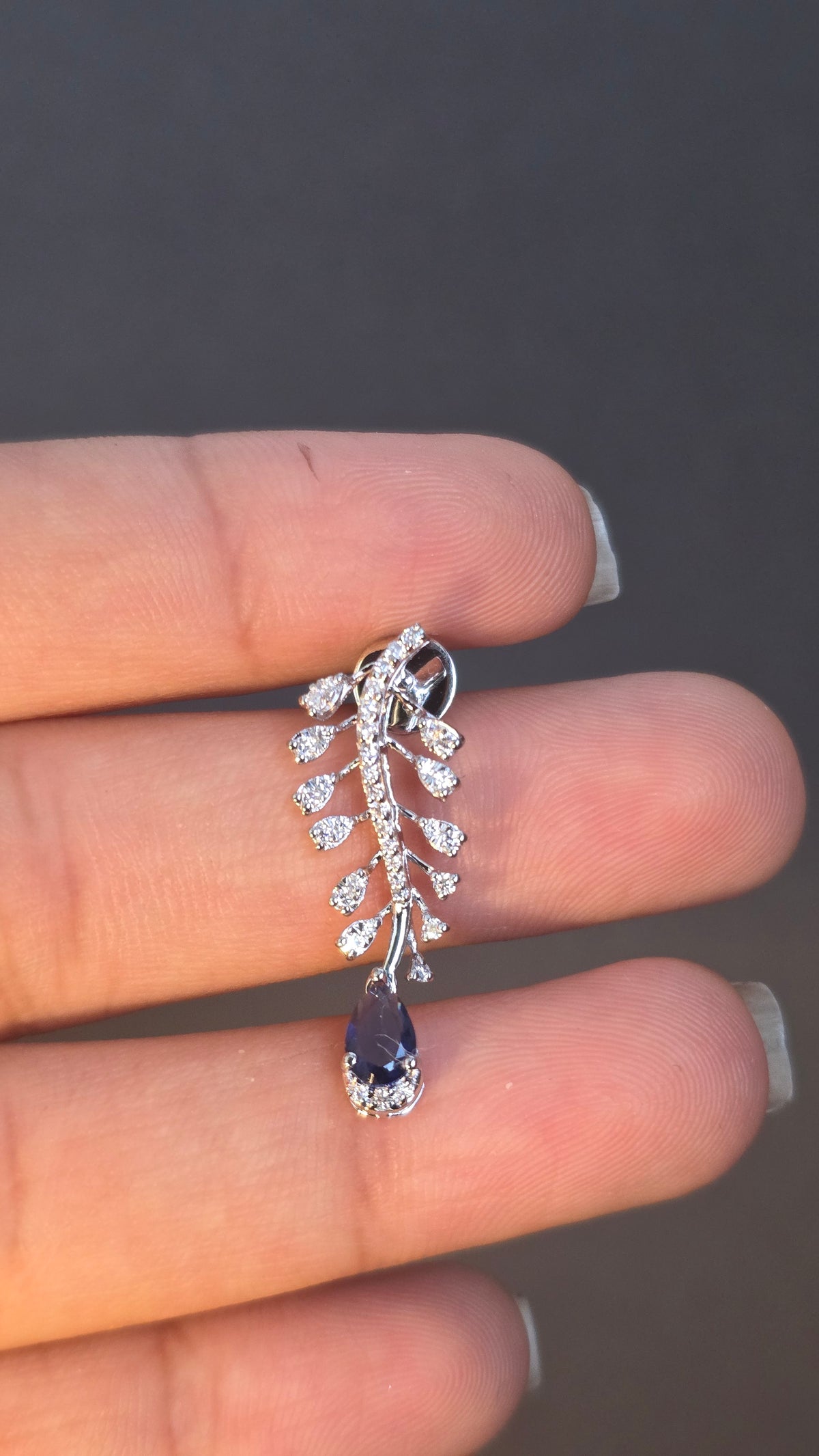Sapphire Leaf Drop Earring