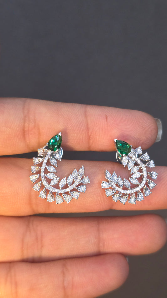 Emerald Feather C-Hoops