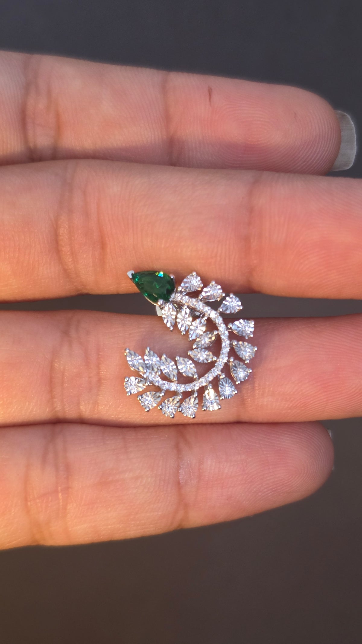 Emerald Feather C-Hoops