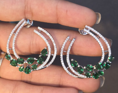 Emerald Crescent Hoops