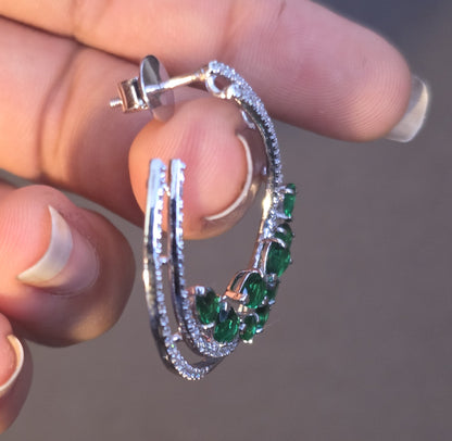 Emerald Crescent Hoops
