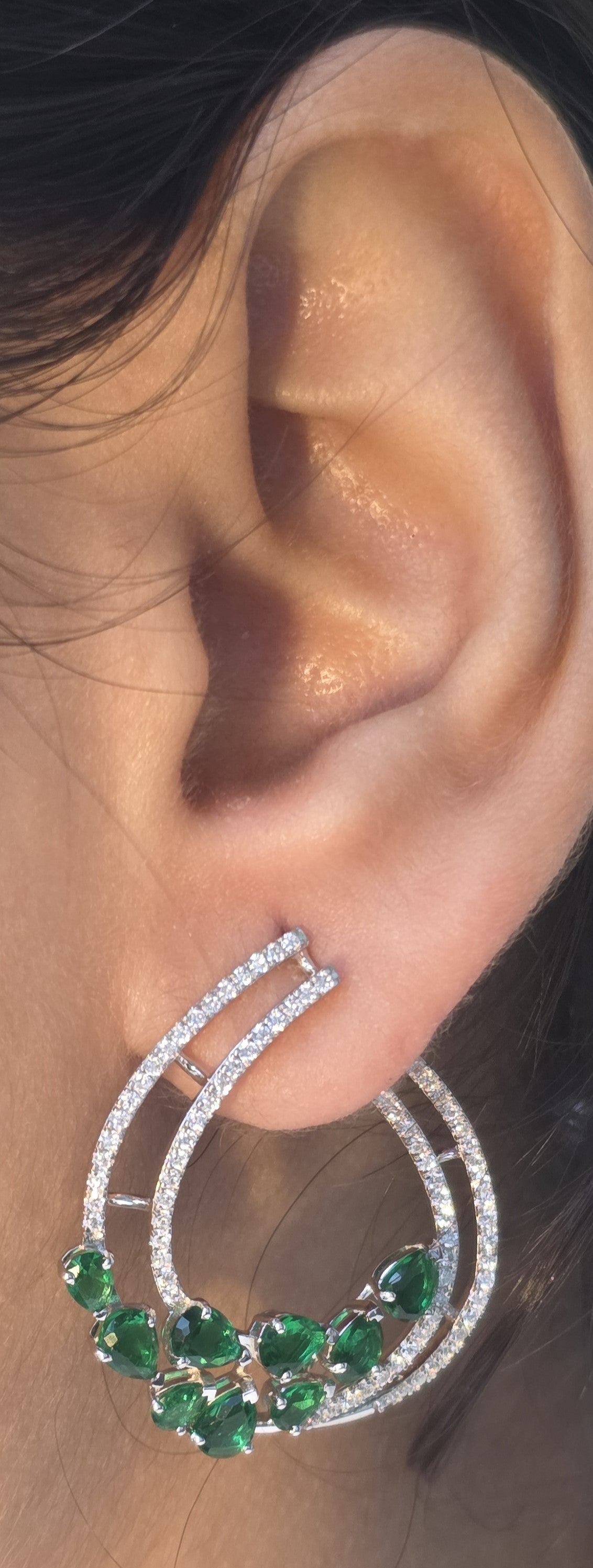 Emerald Crescent Hoops