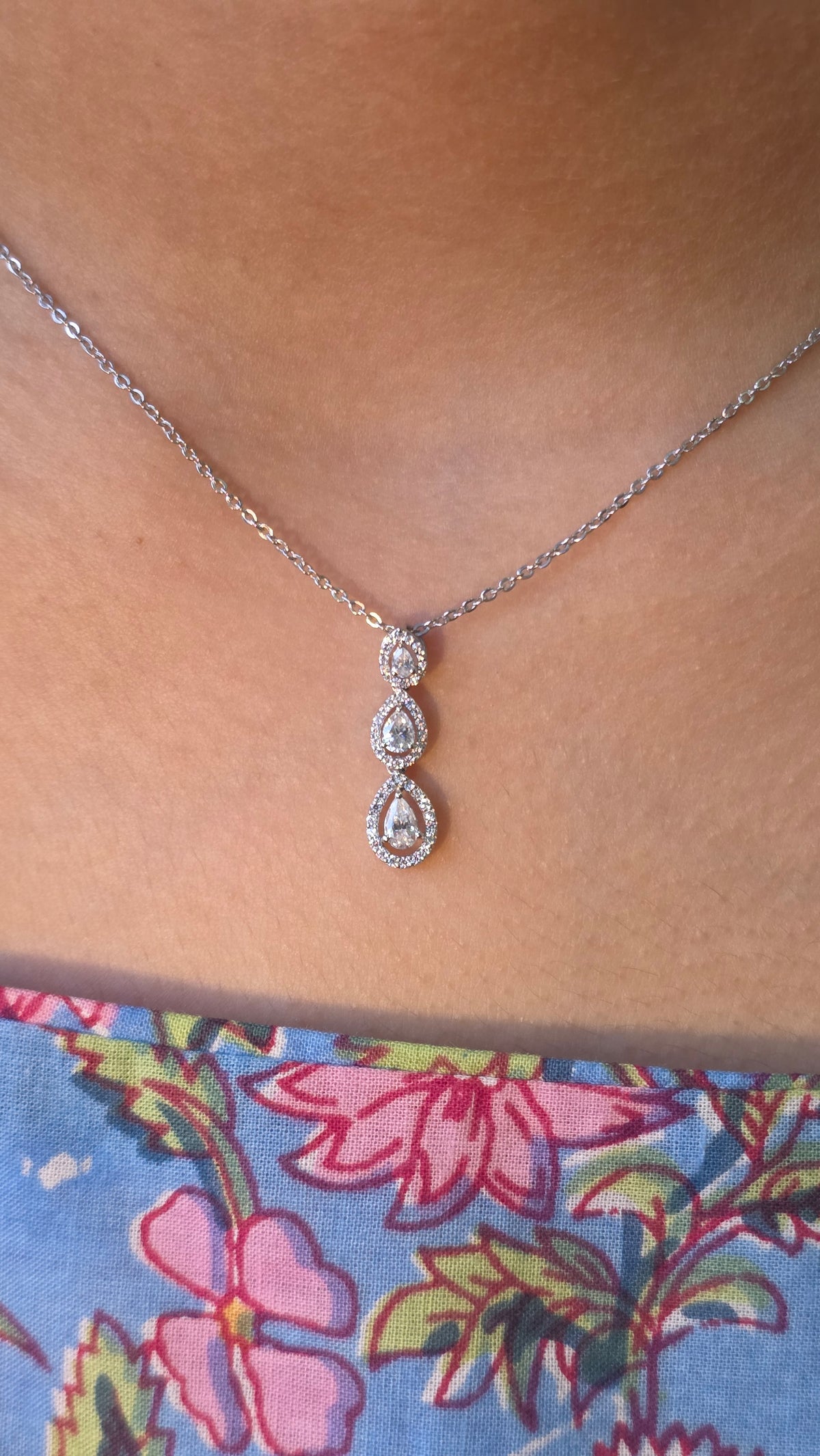 Three-Stone Halo Pendant