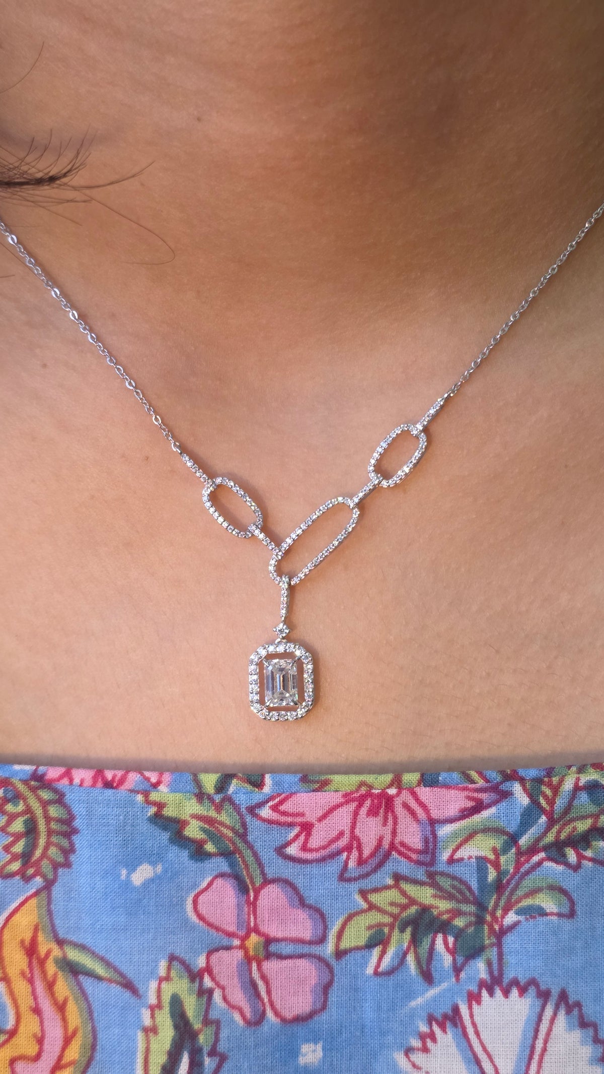 Emerald Link Pendant Necklace