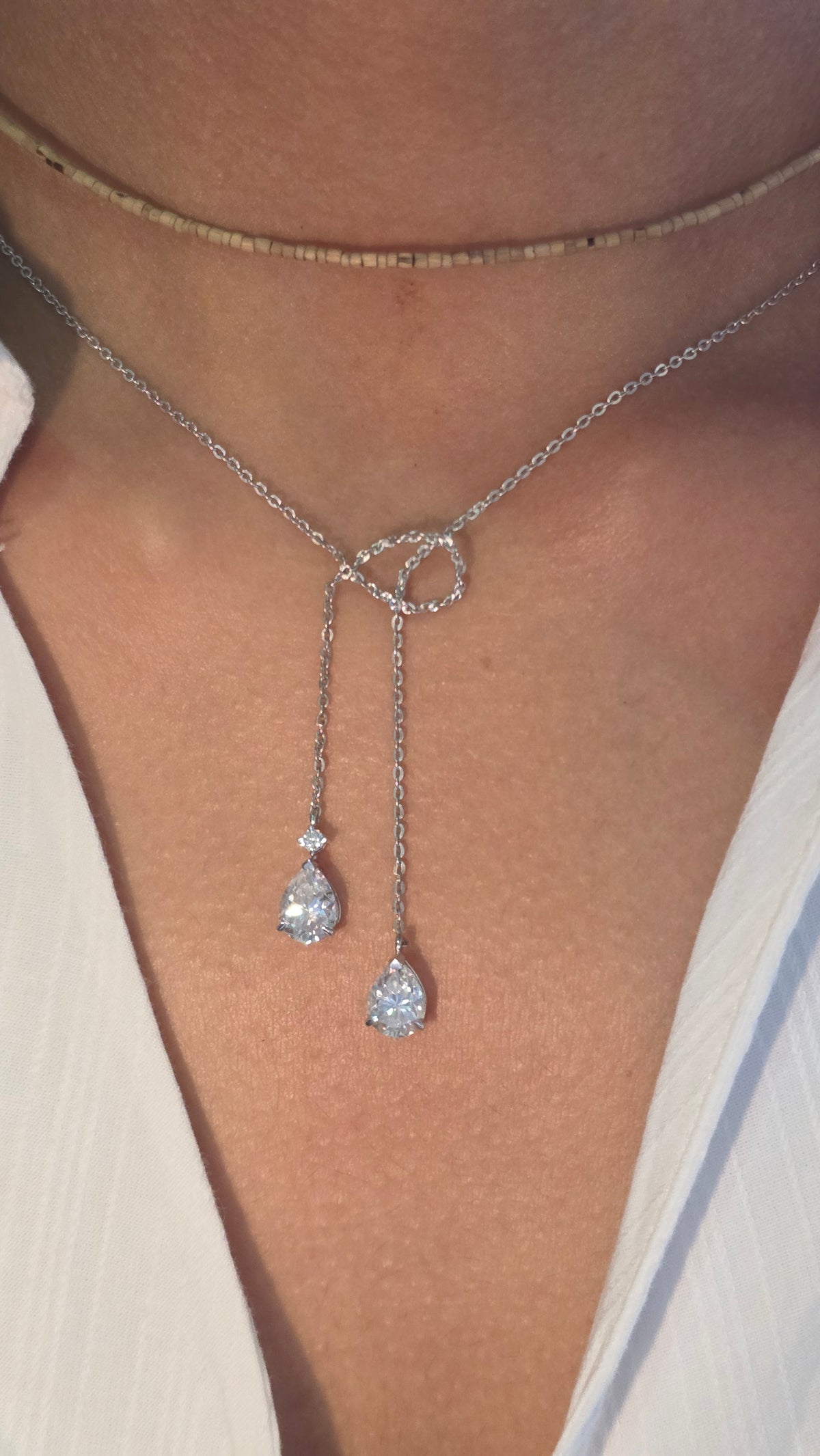 Dual Pear Lariat Chain