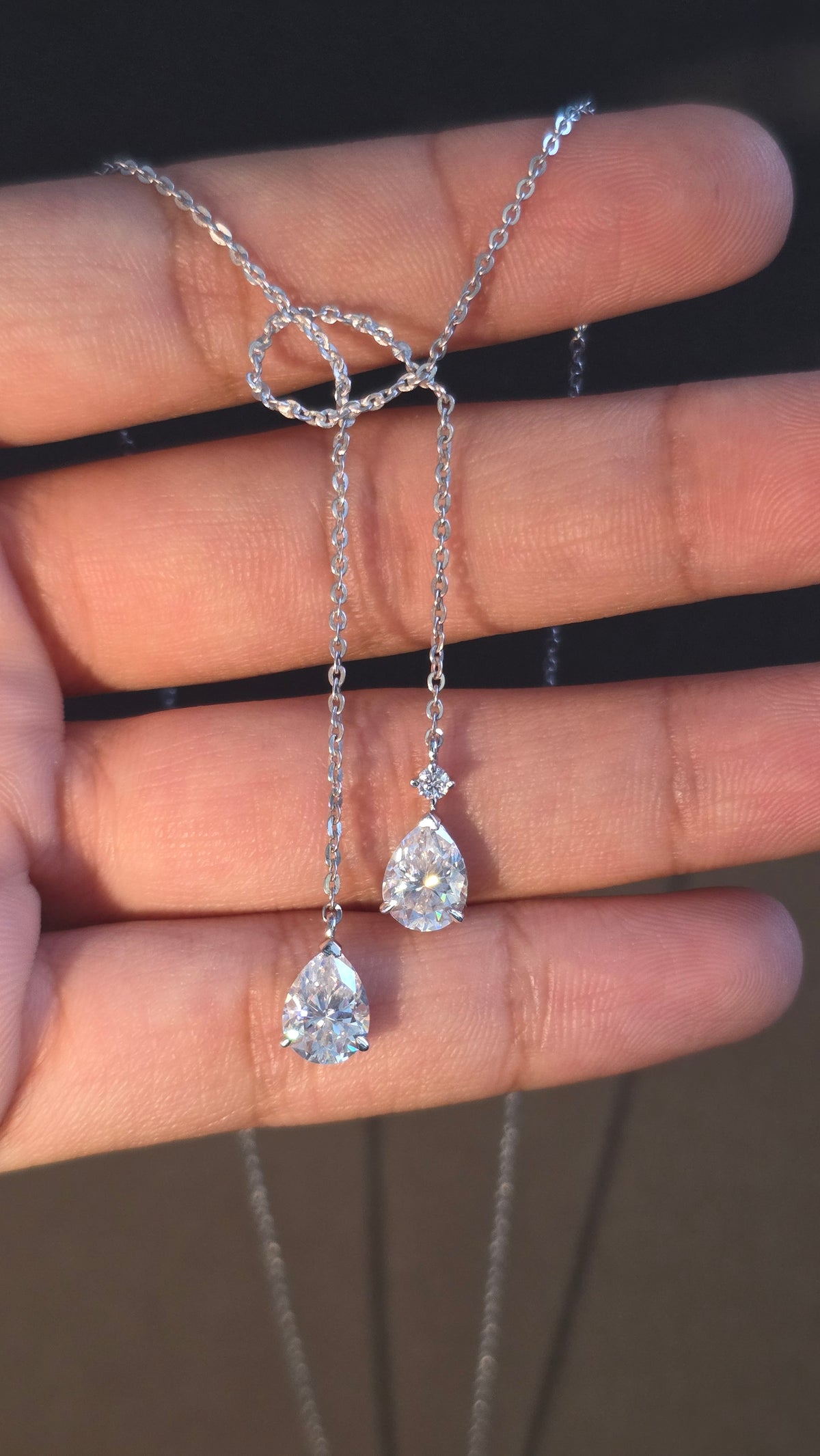 Dual Pear Lariat Chain
