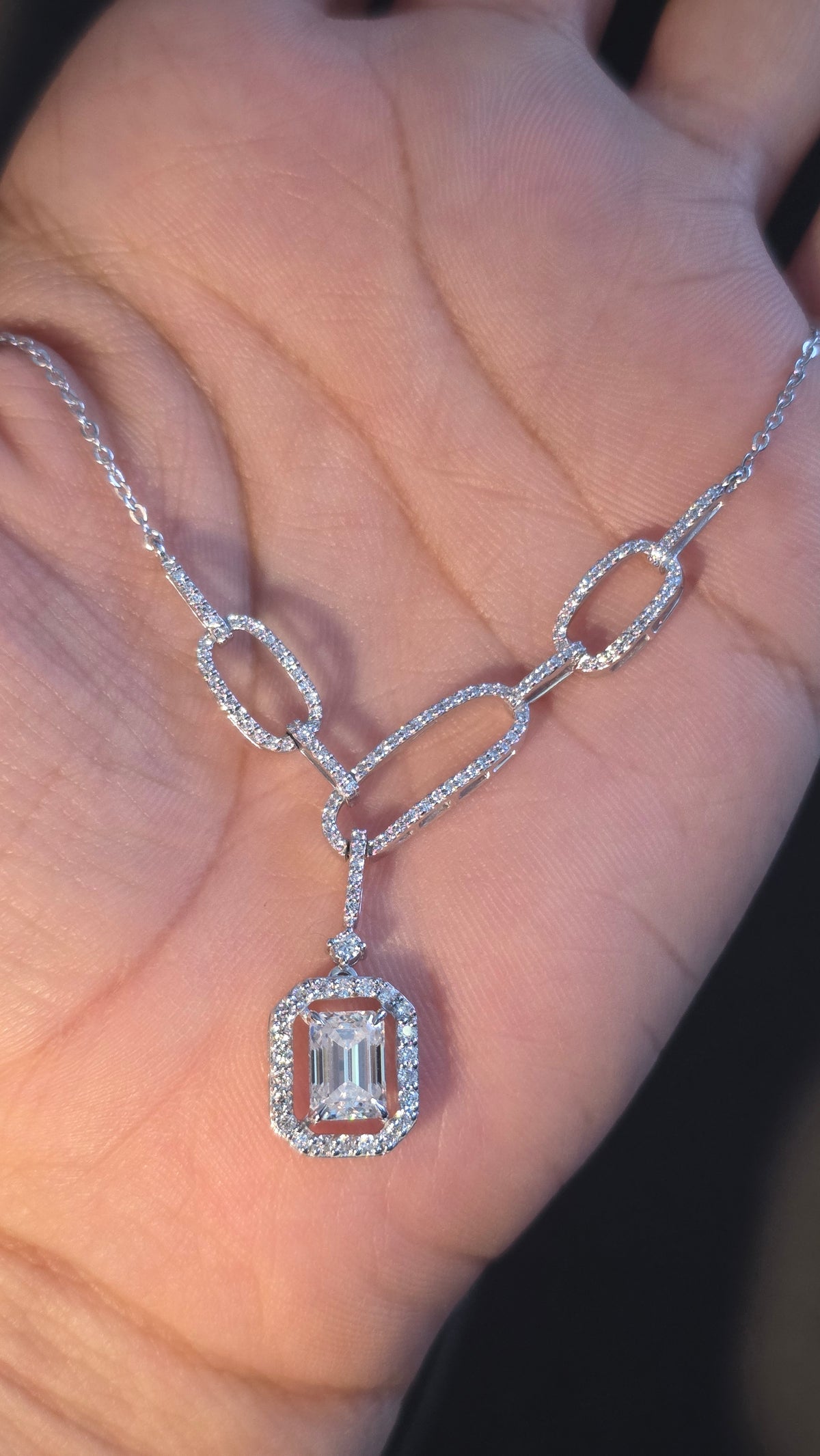Emerald Link Pendant Necklace