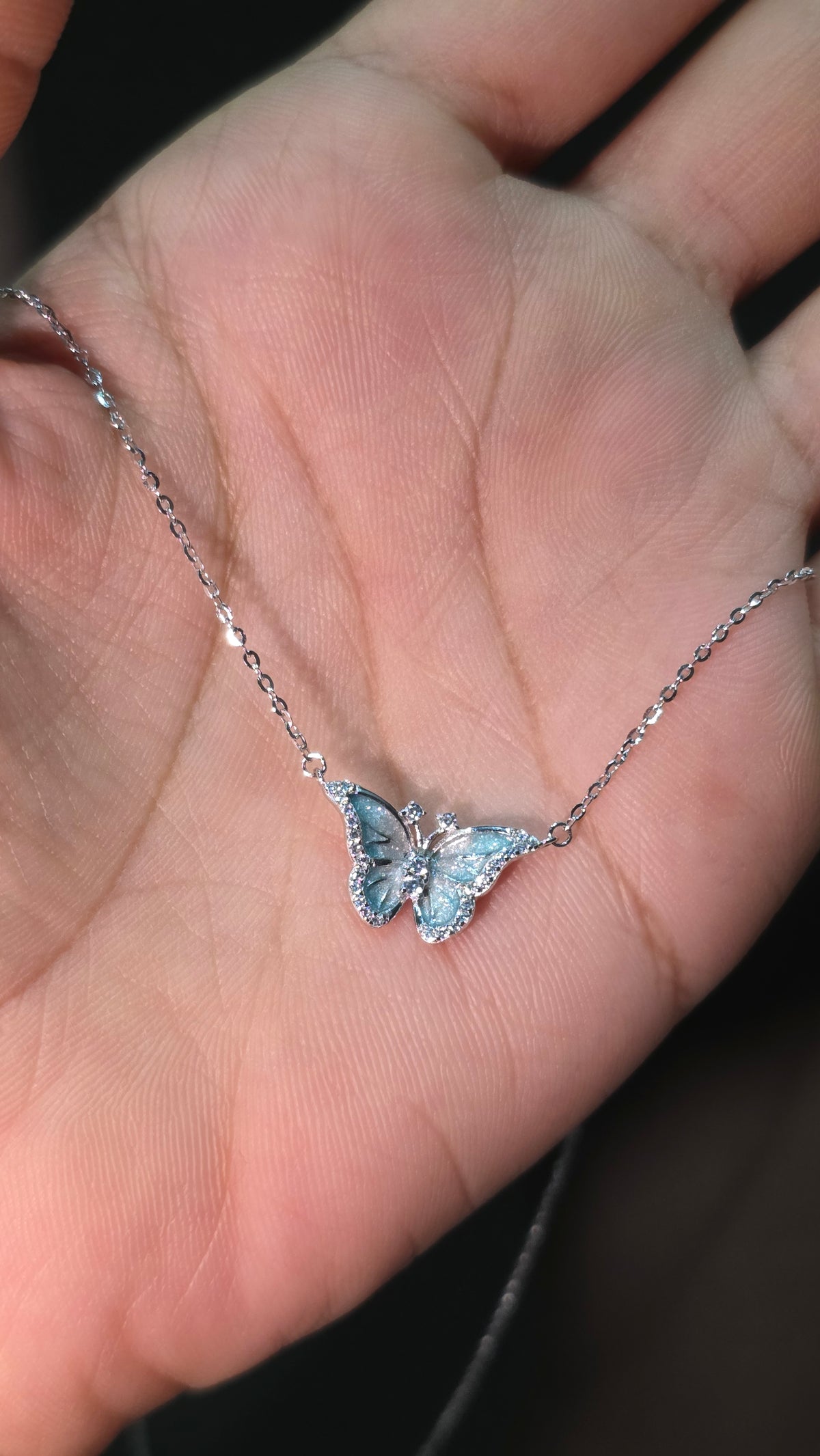 Azure Wing Butterfly Pendant Chain