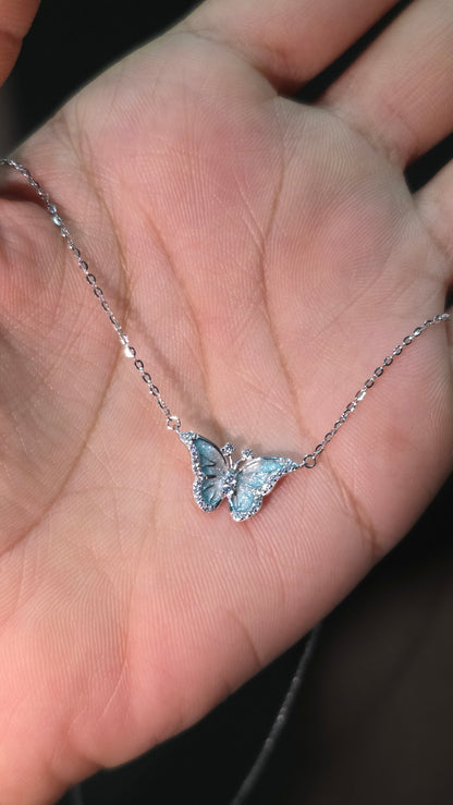 Azure Wing Butterfly Pendant Chain