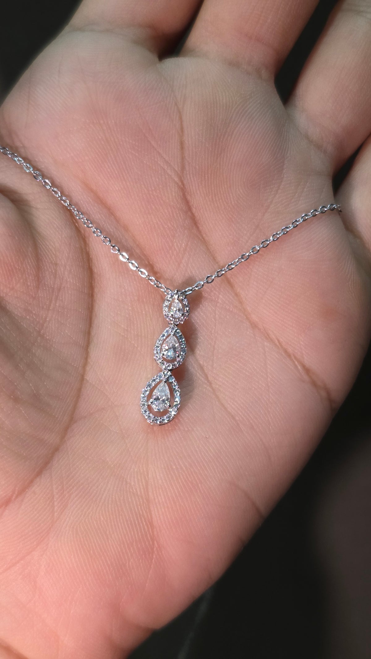Three-Stone Halo Pendant