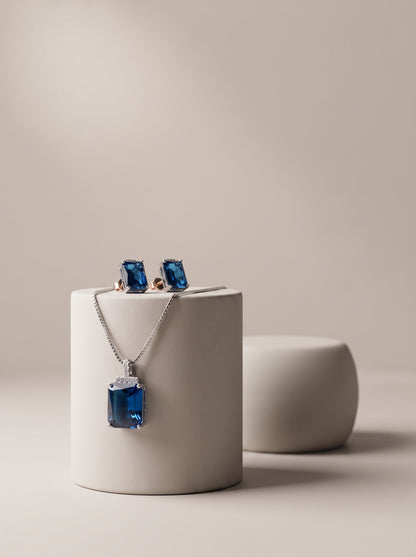 Blue Crystal Pendent set