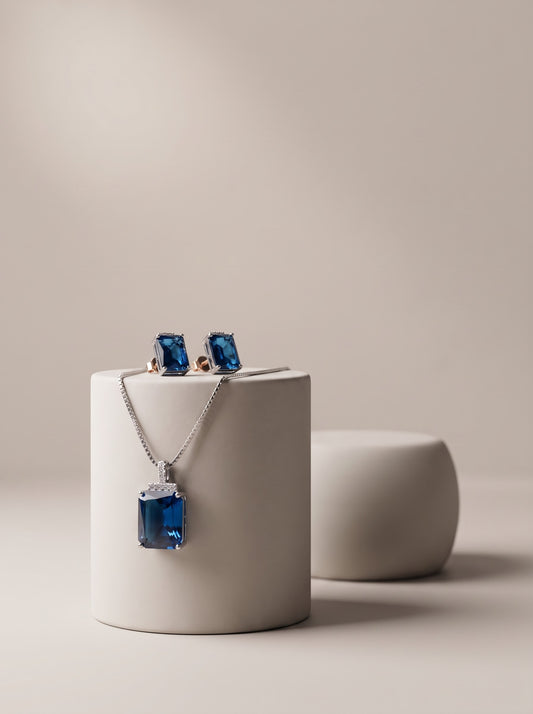Blue Crystal Pendent set