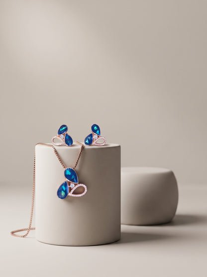 Abstract Blue Gem pendat set