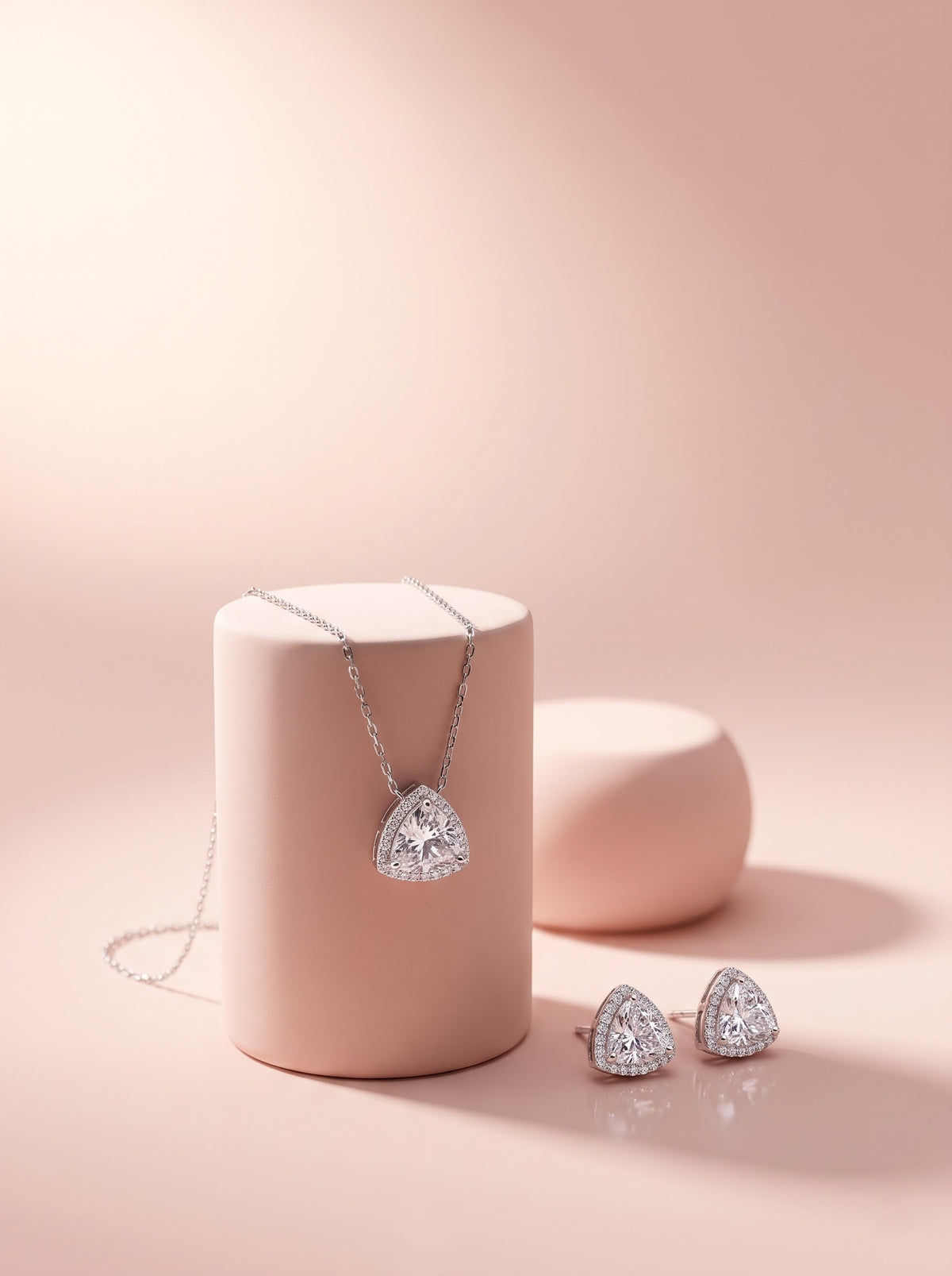 Trillion Halo Pendant Set