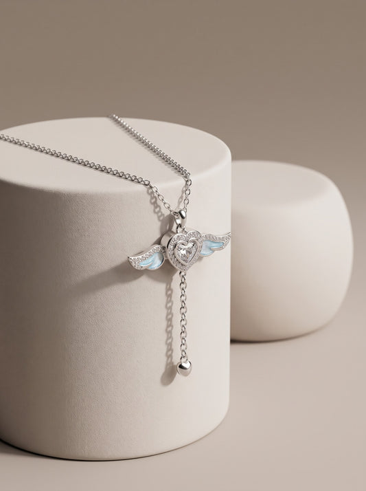 Angel Wing Heart Pendant Chain