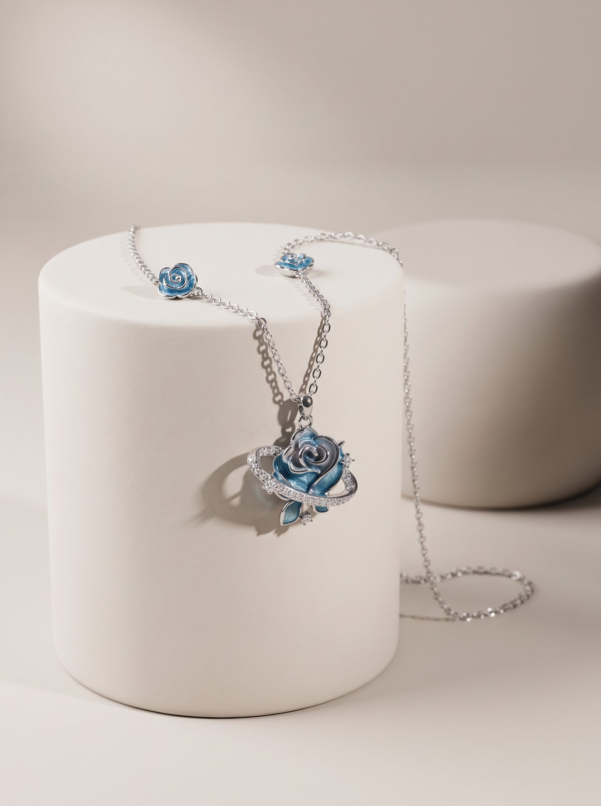 Blue Rose Pendant Chain