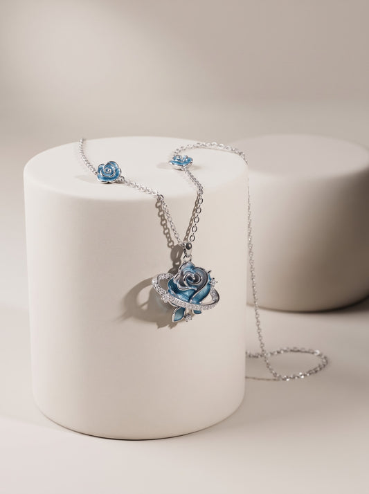 Blue Rose Pendant Chain