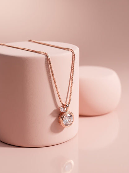 Milgrain Solitaire Pendant Chain