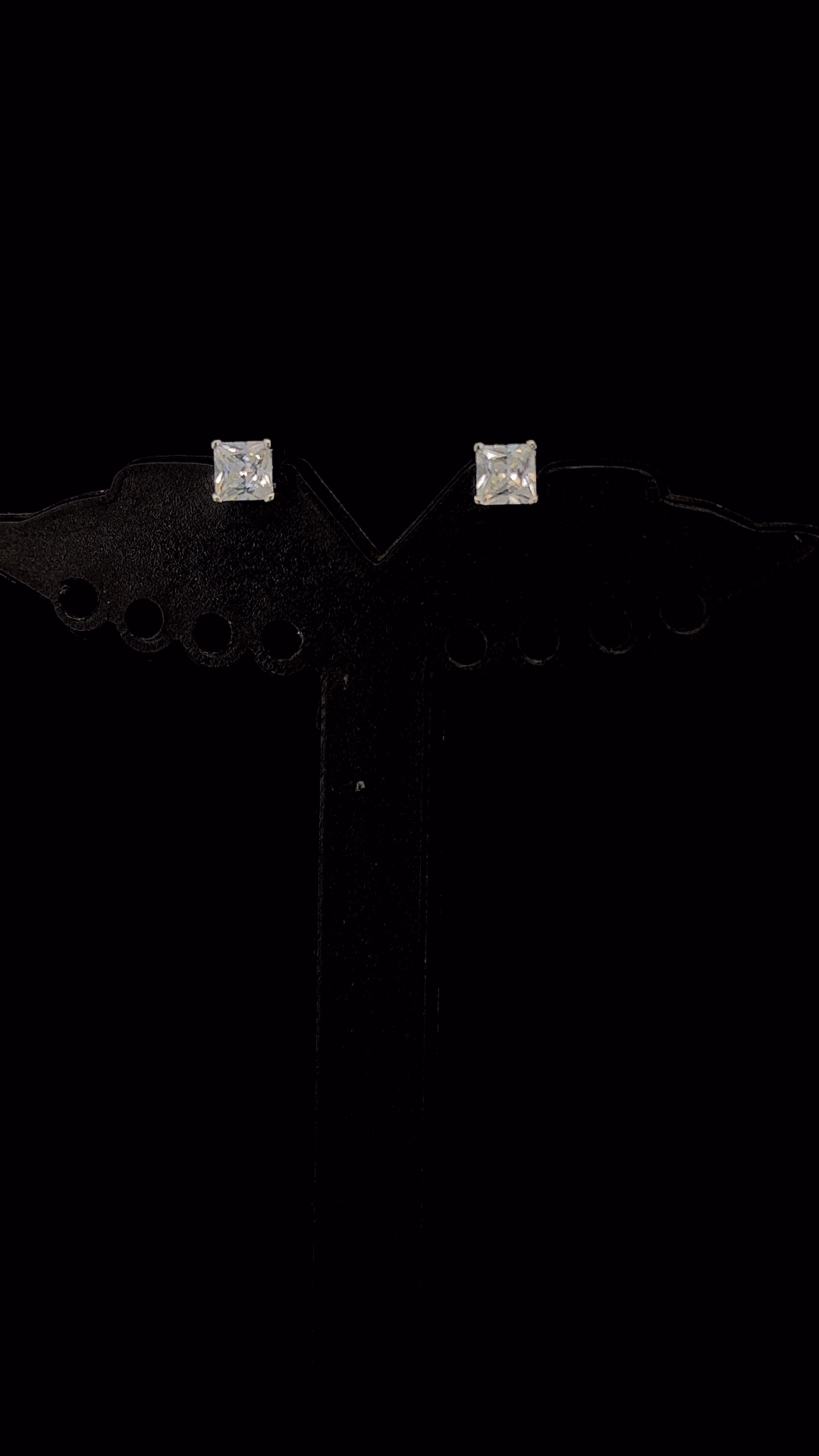 925 sterling silver four-prong princess-cut Cubic Zirconia solitaire stud earrings — The Princess Stud by The White Kala