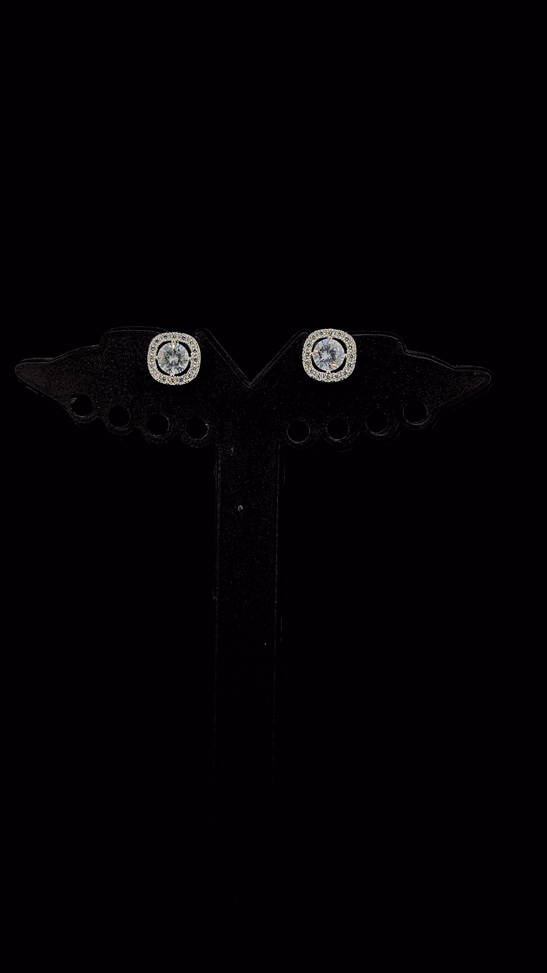 925 sterling silver round Cubic Zirconia solitaire cushion micropavé halo stud earrings — The Halo Stud by The White Kala