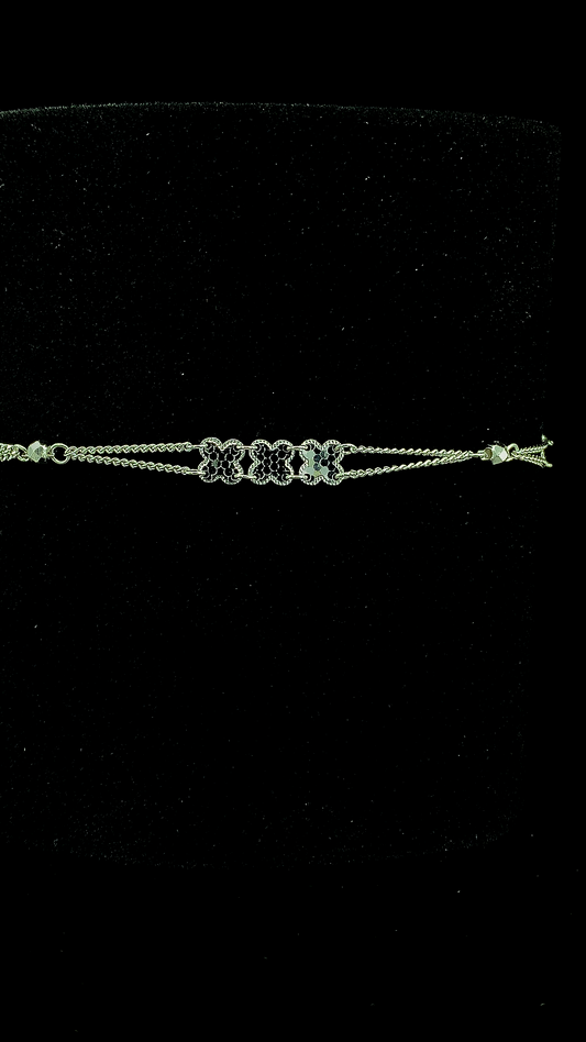 925 sterling silver triple open quatrefoil clover centrepiece double rope chain bracelet — The Triple Clover Bracelet by The White Kala

