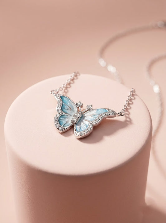 Azure Wing Butterfly Pendant Chain