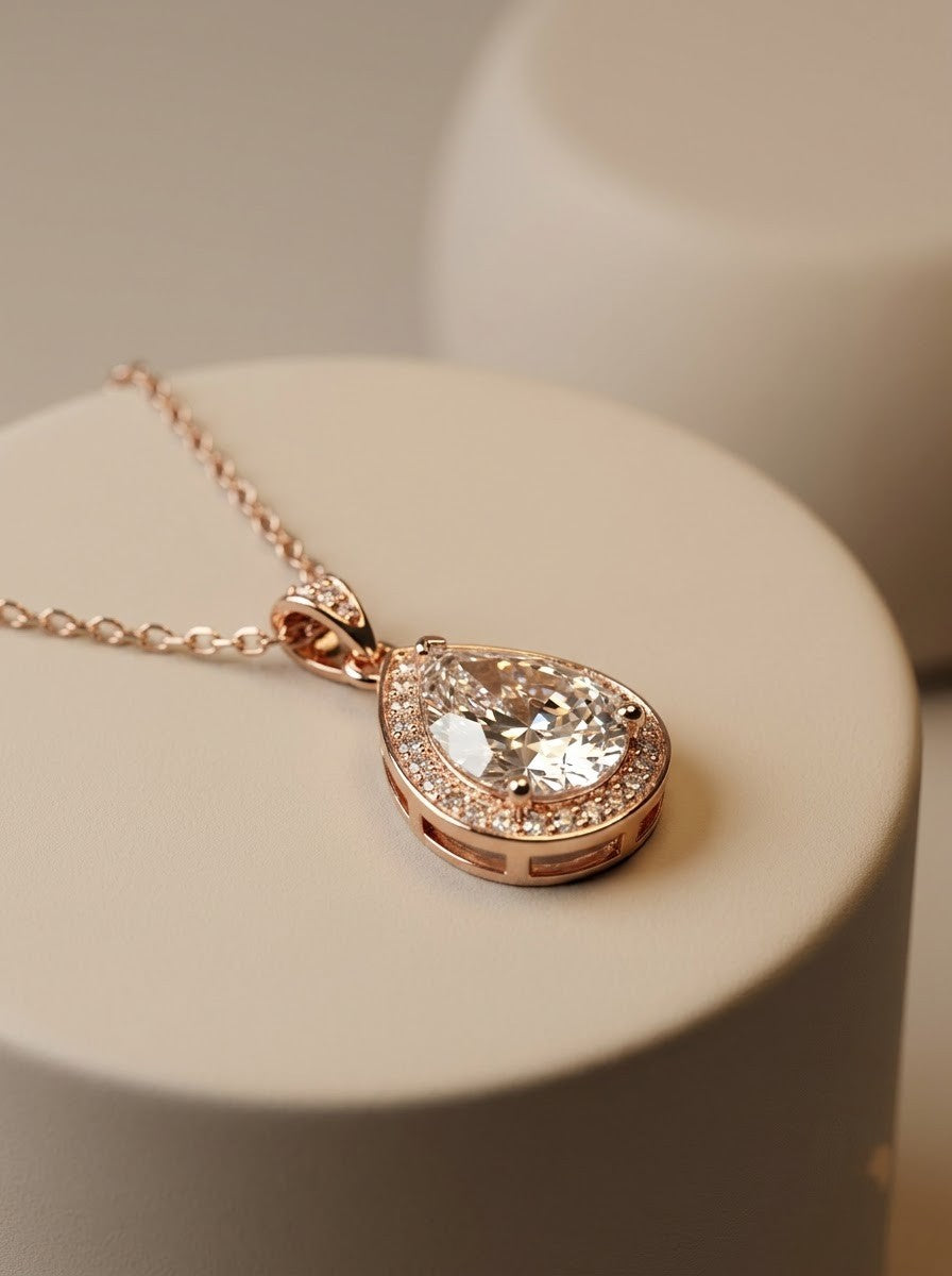 Rosé Teardrop Pendant Chain
