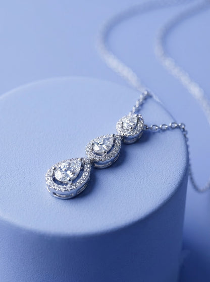 Three-Stone Halo Pendant