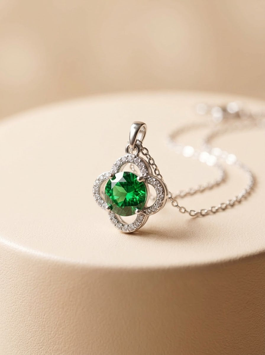 Emerald Clover Pendant Chain