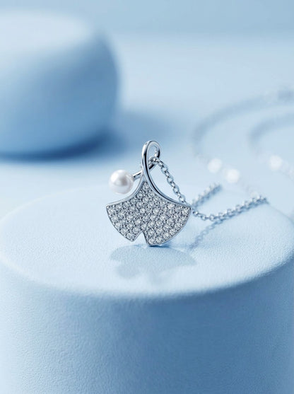 Ginkgo Pearl Pendant Chain