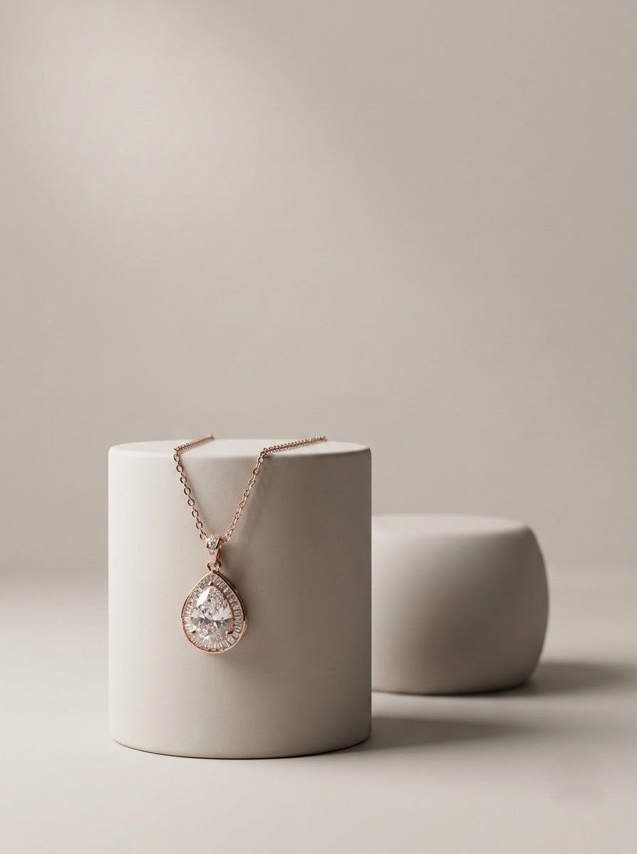 Rosé Teardrop Pendant Chain