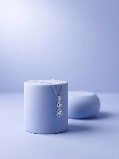 Three-Stone Halo Pendant