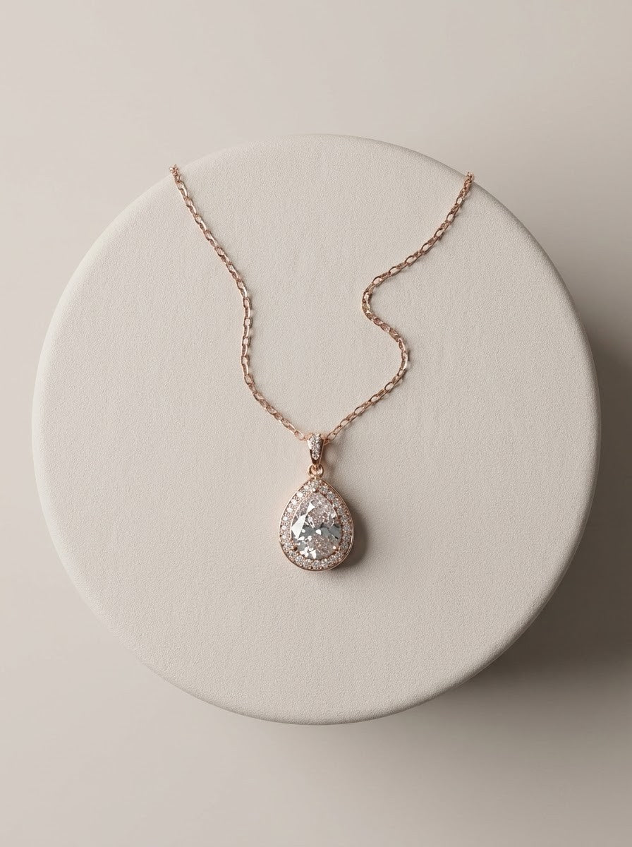 Rosé Teardrop Pendant Chain